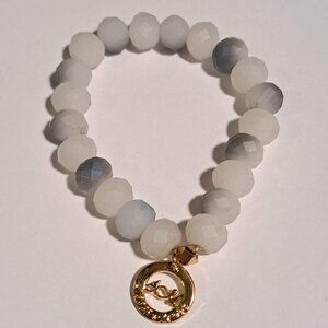 white grey beaded elastic bracelet Access Mode
